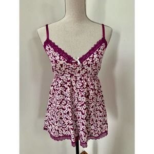 Women’s Large  Laura Ashley Floral Lace Babydoll Tank Top